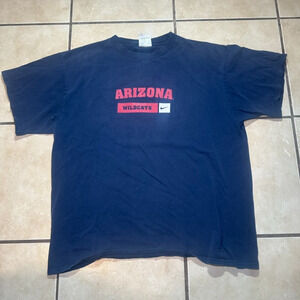 VTG Y2K Nike University of Arizona Wildcats Blue Boxy T-Shirt Mens Large READ**